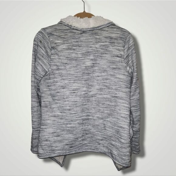 Green Tea Womens Sherpa Wrap Cardigan Size small Gray Open Front - Picture 2 of 7